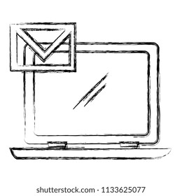 computer laptop with envelope