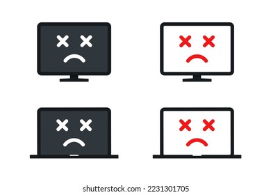 Computer laptop error dead emoji. Illustration vector