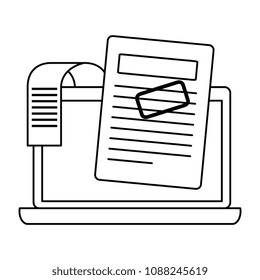 computer laptop with financial documents