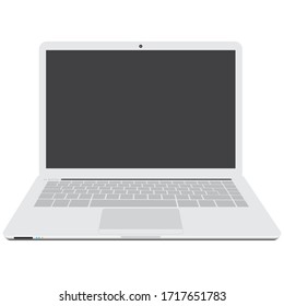 Computer laptop front side isolated on white background. EPS.file.