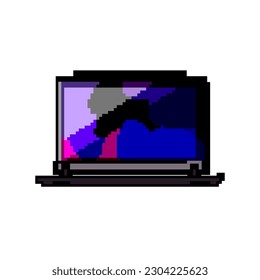 computer laptop gaming game pixel art retro vector. bit pc online, screen digital computer laptop gaming. old vintage illustration