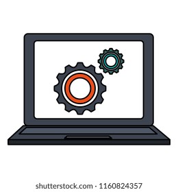 computer laptop with gears