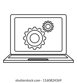computer laptop with gears