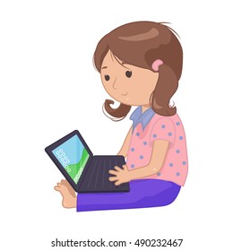 Computer laptop girl vector illustration