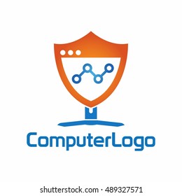Computer laptop, hard ware , web security logo
