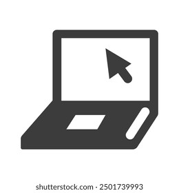 Computer Laptop Icon Black and White Vector Graphic