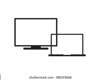 computer and laptop, icon, vector illustration eps10