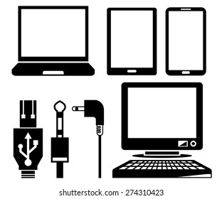 computer and laptop icons set, smart device icons