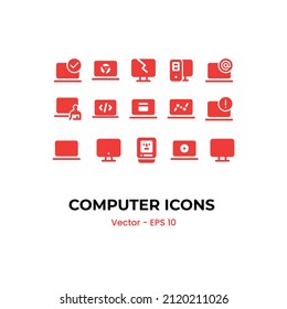 Iconos de computadoras y portátiles. Vector. Eps.