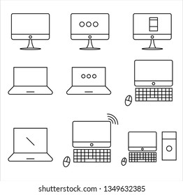computer and laptop icon,vector best line icon.
