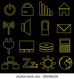 computer and laptop indication outline icons eps10
