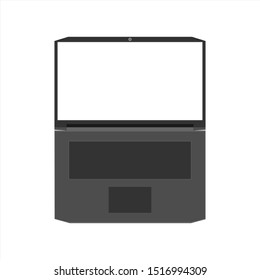 Computer laptop isolated on white backgrund. Flat design icon vecter illustration.