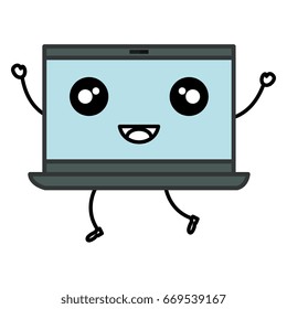 computer laptop kawaii character