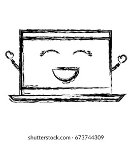 computer laptop kawaii character