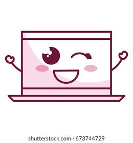 computer laptop kawaii character