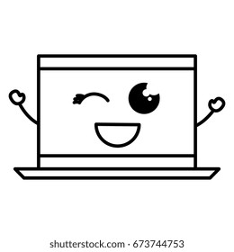 computer laptop kawaii character