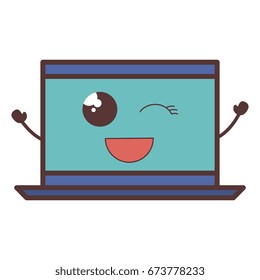 computer laptop kawaii character