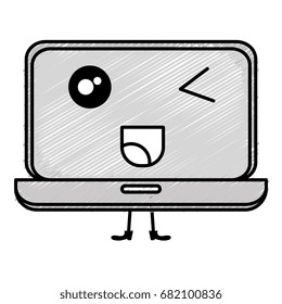 computer laptop kawaii character