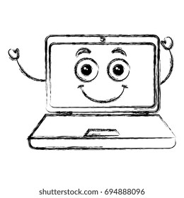 computer laptop kawaii character