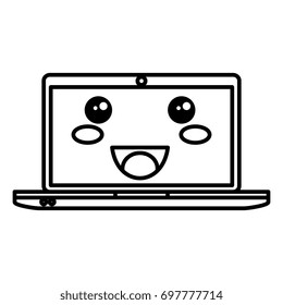 Computer Laptop Kawaii Character Stock Vector (Royalty Free) 697777714 ...