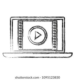 computer laptop with media player interface