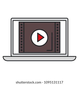 computer laptop with media player interface