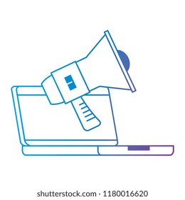 computer laptop with megaphone