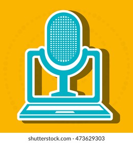computer laptop with microphone isolated icon design, vector illustration  graphic 