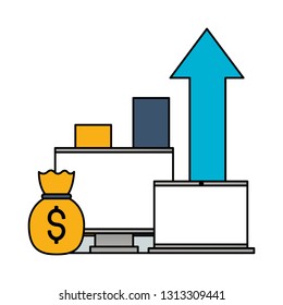 computer laptop money bag chart