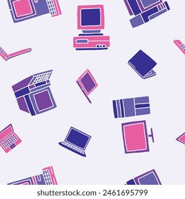 Computer Laptop Monitor Seamless Pattern Vector illustration for Print, Wallpaper, Decoration.