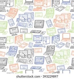  Computer, laptop, monitor seamless vector pattern