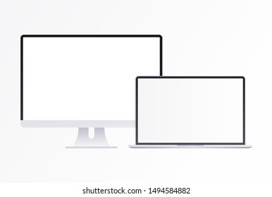 Computer and laptop monitors - modern vector objects
