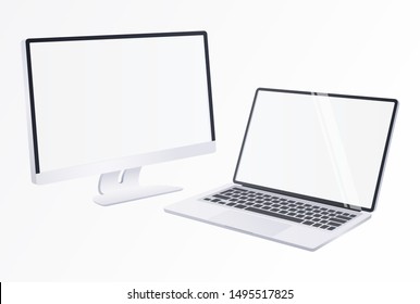 Computer and laptop monitors - modern vector objects