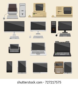 Computer laptop network and desktop technology vector illustration.