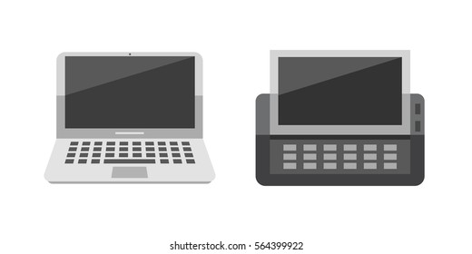 Computer laptop network technology vector illustration.