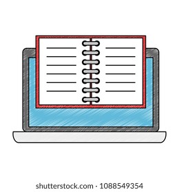 computer laptop with notebook