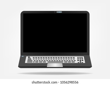 Computer laptop notebook black color blank empty screen for mock up on white gray background. social network online concept vector illustrations