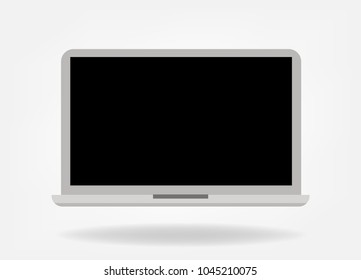 Computer laptop notebook blank empty screen for mock up on white gray background with shadow. social network  online concept. vector illustrations