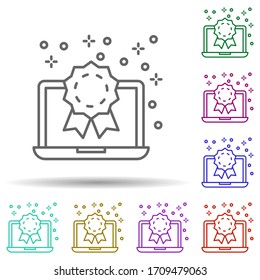 Ordenar el icono de varios colores en el ordenador portátil. Línea delgada simple, contorno vectorial de iconos de computadora para ui y ux, sitio web o aplicación móvil