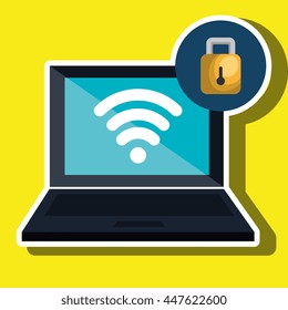 computer laptop with padlock isolated icon design, vector illustration  graphic 