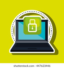 computer laptop with padlock isolated icon design, vector illustration  graphic 