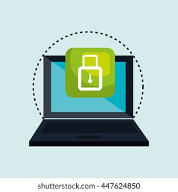computer laptop with padlock isolated icon design, vector illustration  graphic 