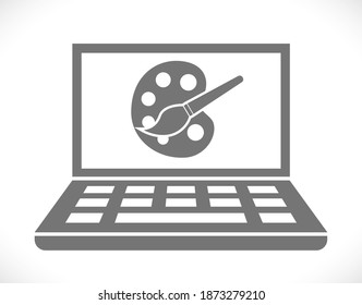 computer laptop with paint palette design icon