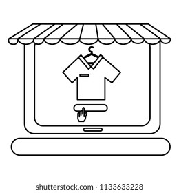 computer laptop with parasol