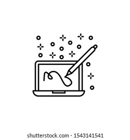 Computer laptop pen icon. Element of computer icon