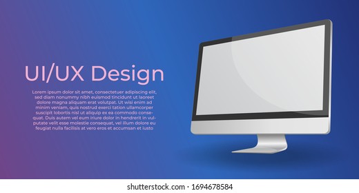 Computer laptop perspective view mockup. Computer laptop blank screen vector illustration. Template for infographics or presentation UI design interface