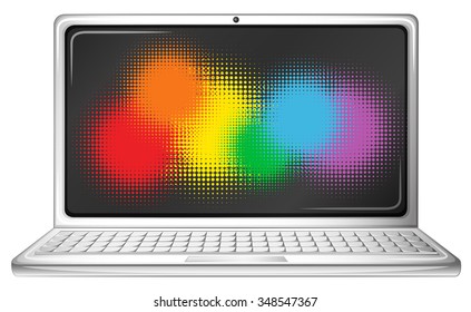 Computer laptop with rainbow screen illustration