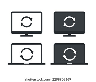 Computer laptop refresh sync icon. Illustration vector