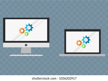 Computer  and laptop, repair concept. High resolution