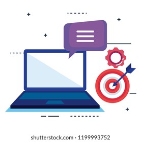 computer laptop with seo icons